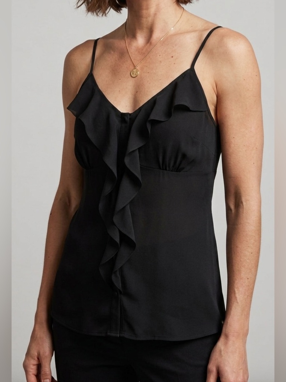 Banana Republic Black Sleeveless Ruffle Front Cami Top - Women